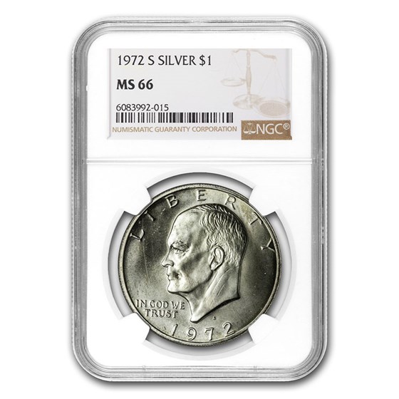 1971-1976 40% Silver Eisenhower Dollar MS-66 NGC (Random Year) 1971-1976 40% Silver Eisenhower Dollar MS-66 NGC (Random Year)