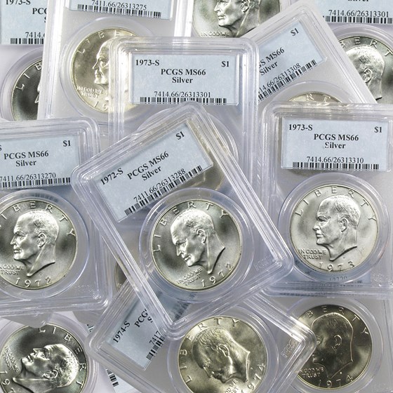 1971-1976 40% Silver Eisenhower Dollar MS-66 PCGS (Random Year) 1971-1976 40% Silver Eisenhower Dollar MS-66 PCGS (Random Year)