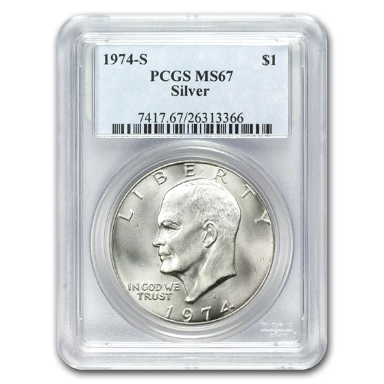 1971-1976 40% Silver Eisenhower Dollar MS-67 PCGS (Random Year) 1971-1976 40% Silver Eisenhower Dollar MS-67 PCGS (Random Year)