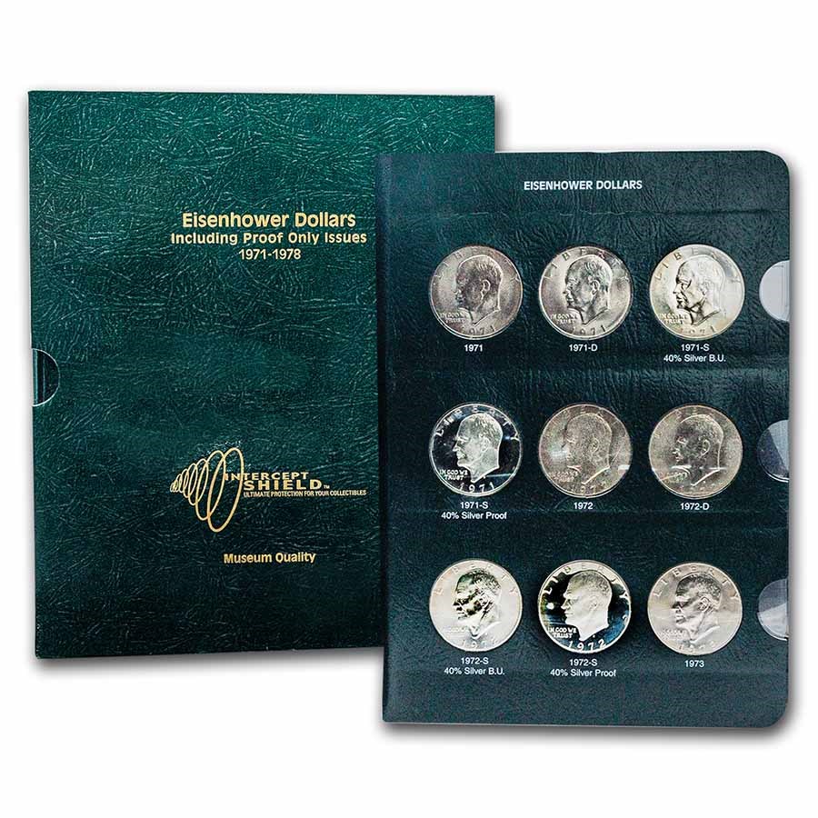 1971-1978 32-Coin Eisenhower Dollar Set BU/Prf (Intercept Album)