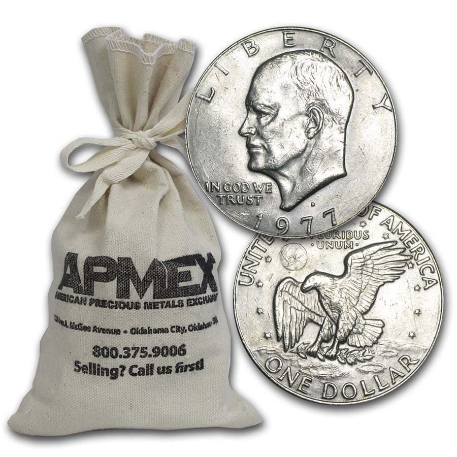 1971-1978 Clad Eisenhower Dollars $100 Face Value Bags XF-AU