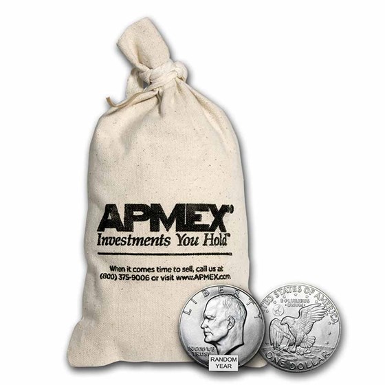 1971-1978 Clad Eisenhower Dollars 1000-Coin Bag BU 1971-1978 Clad Eisenhower Dollars 1000-Coin Bag BU