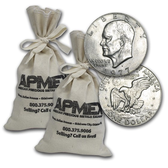 1971-1978 Clad Eisenhower Dollars $1000 Face Value Bags XF-AU 1971-1978 Clad Eisenhower Dollars $1000 Face Value Bags XF-AU