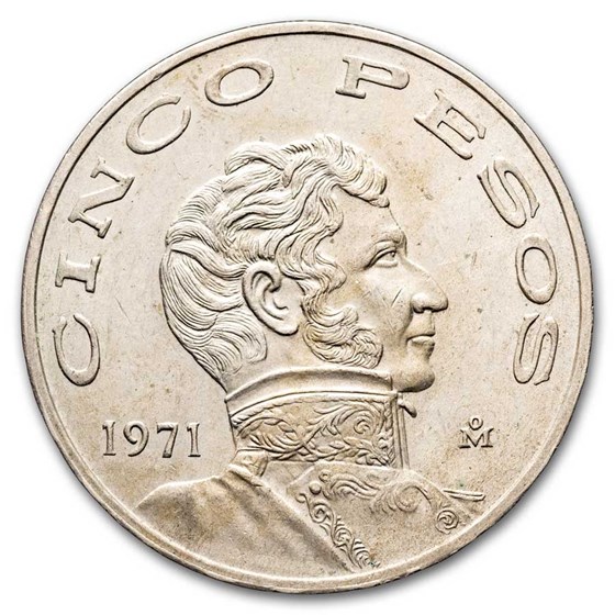 1971-1978 Mexico 5 Pesos Avg Circ 1971-1978 Mexico 5 Pesos Avg Circ