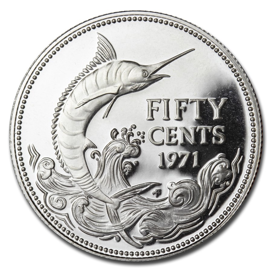 1971 Bahamas Silver 50 Cents Swordfish Proof