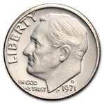 1971-D Roosevelt Dime 50-Coin Roll BU