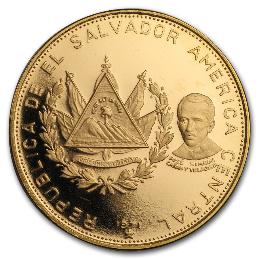 1971 El Salvador Proof Gold 100 Colones Independence