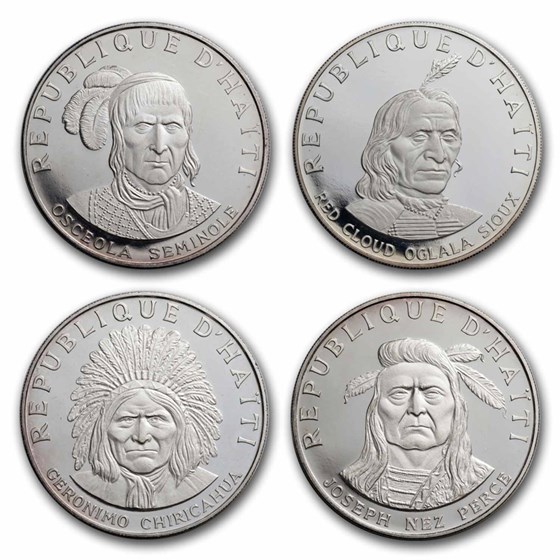 1971 Haiti Silver 10 Gourdes Native American Chieftains Proof 1971 Haiti Silver 10 Gourdes Native American Chieftains Proof