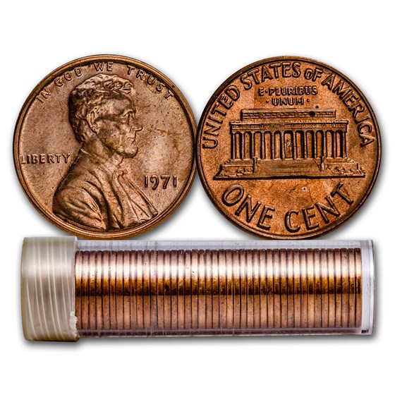 1971 Lincoln Cent 50-Coin Roll BU 1971 Lincoln Cent 50-Coin Roll BU
