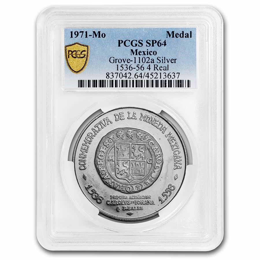 1971-Mo Mexico 4 Reales Medal SP-64 PCGS (Grove-1102a)