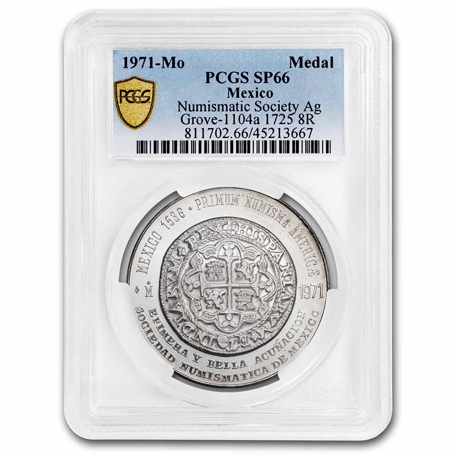 1971-Mo Mexico 8 Reales Medal SP-66 PCGS (Grove-1104a)