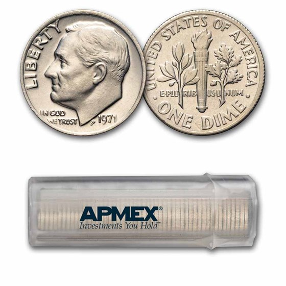 1971 Roosevelt Dime 50-Coin Roll BU 1971 Roosevelt Dime 50-Coin Roll BU