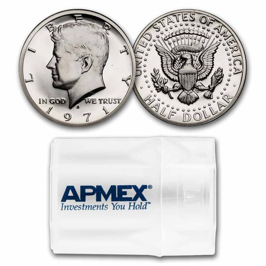 1971-S Kennedy Half Dollar 20-Coin Roll Proof