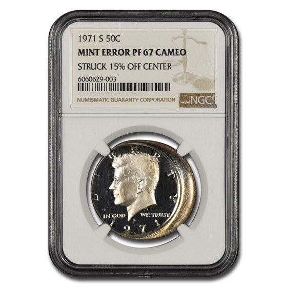1971-S Kennedy Half Dollar PF-67 CAM NGC (Struck 15% Off Center) 1971-S Kennedy Half Dollar PF-67 CAM NGC (Struck 15% Off Center)