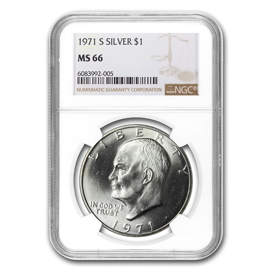 1971-S Silver Eisenhower Dollar MS-66 NGC 1971-S Silver Eisenhower Dollar MS-66 NGC