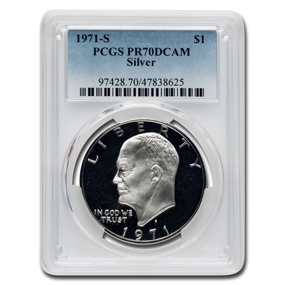 1971-S Silver Eisenhower Dollar PR-70 PCGS 1971-S Silver Eisenhower Dollar PR-70 PCGS