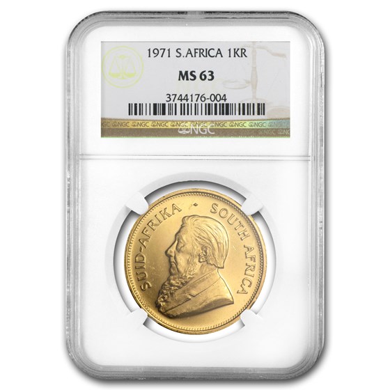 1971 South Africa 1 oz Gold Krugerrand MS-63 NGC 1971 South Africa 1 oz Gold Krugerrand MS-63 NGC