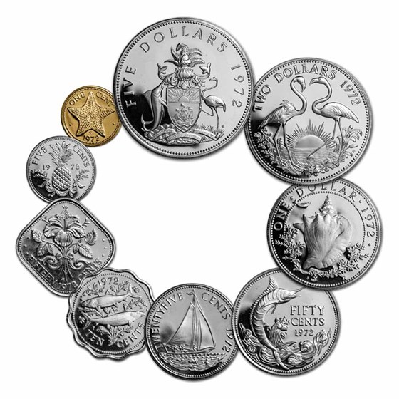 1972 Bahamas 9-Coin Proof Set (no Box/COA)