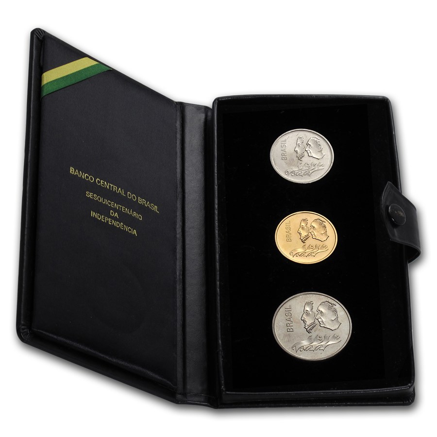 1972 Brazil 3-Coin Set 150th Anniversary of Independence BU