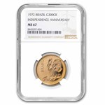 1972 Brazil Gold 300 Cruzeiros 150 Years of Independenc MS-67 NGC
