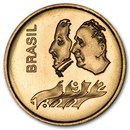 1972 Brazil Gold 300 Cruzeiros 150 Years of Independence BU
