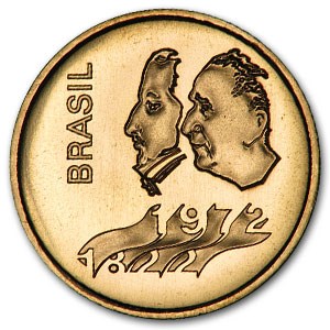 1972 Brazil Gold 300 Cruzeiros 150 Years of Independence BU 1972 Brazil Gold 300 Cruzeiros 150 Years of Independence BU