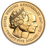 1972 Cayman Islands Gold $25 BU (25th Anniversary)