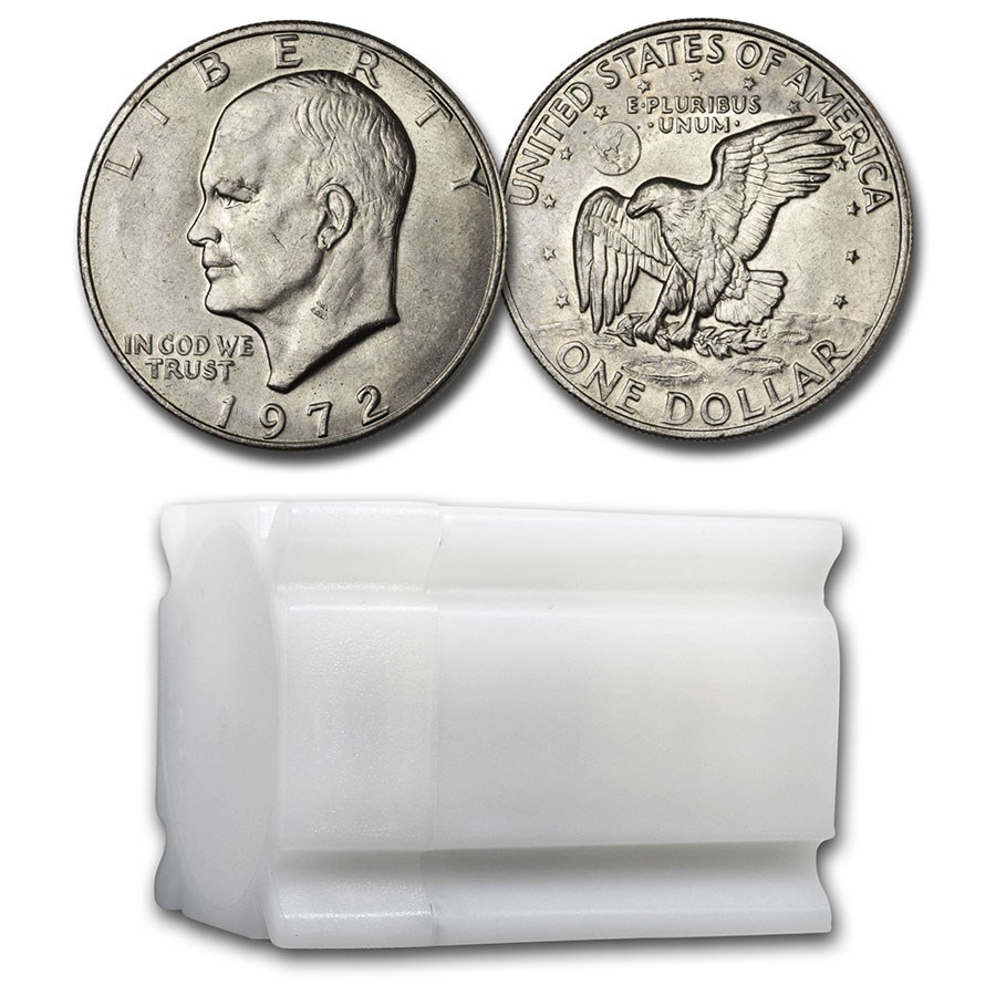 1972 Clad Eisenhower Dollars 20-Coin Roll BU