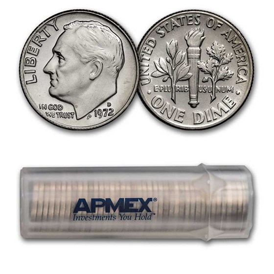 1972-D Roosevelt Dime 50-Coin Roll BU 1972-D Roosevelt Dime 50-Coin Roll BU