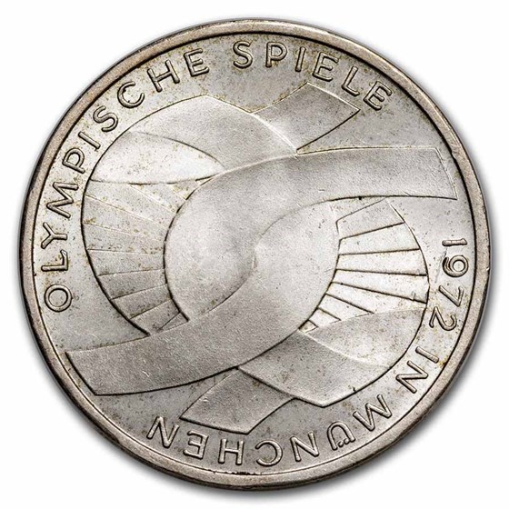 1972 Germany Silver 10 Deutsche Mark Munich Olympics BU