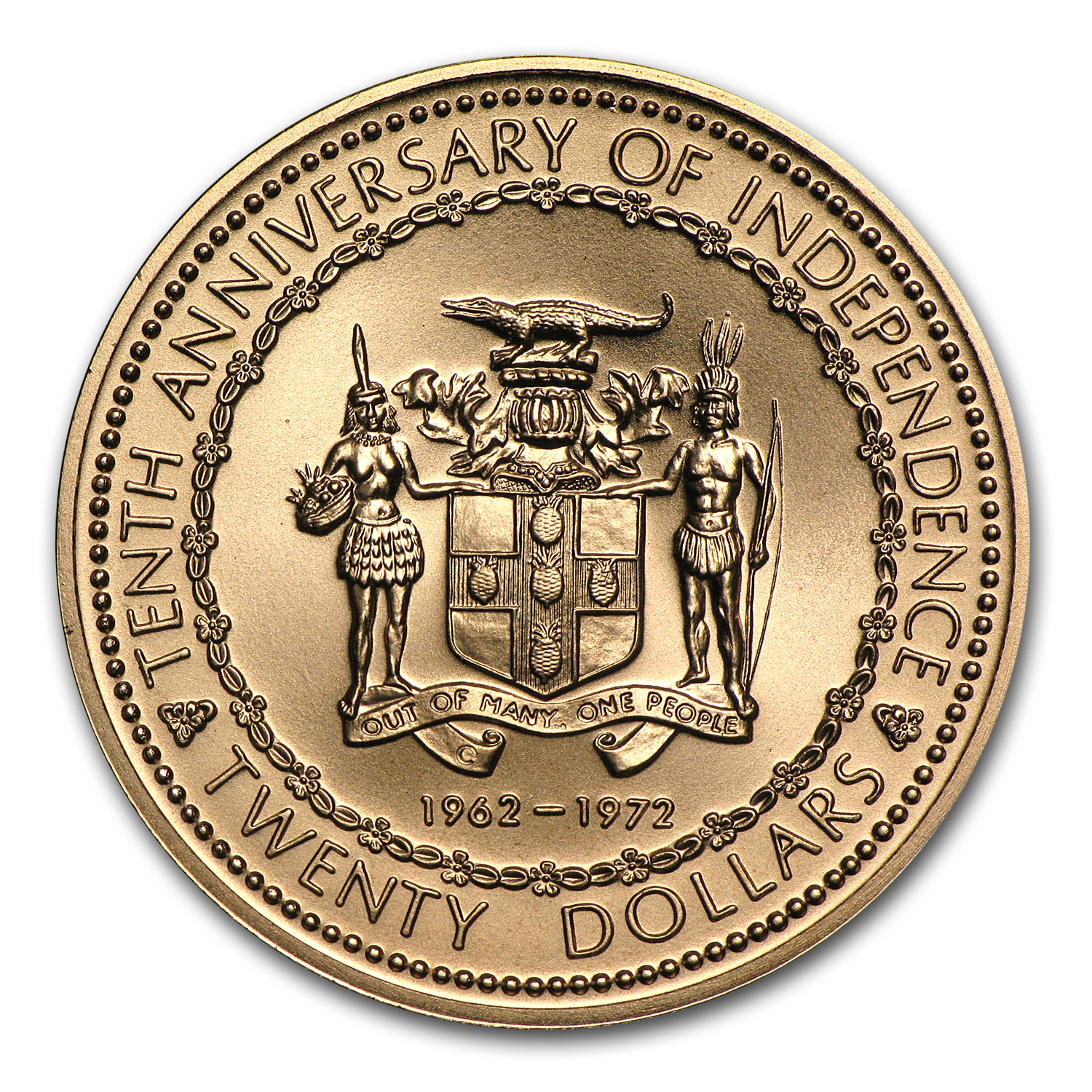 【まとめ買い200円値引】伝国の玉璽 JP 2X2 Buy 1972 Jamaica Gold 20 Dollars 10th Anniv of Independence BU | APMEX