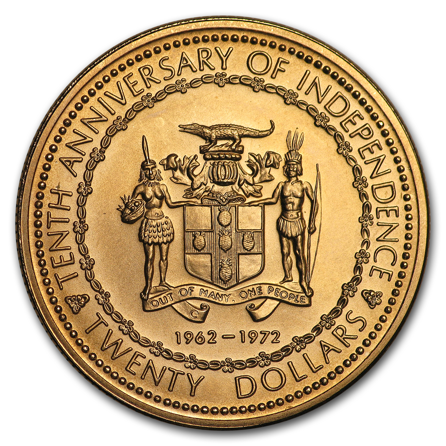 Buy 1972 Jamaica Gold 20 Dollars 10th Anniversary of Independence