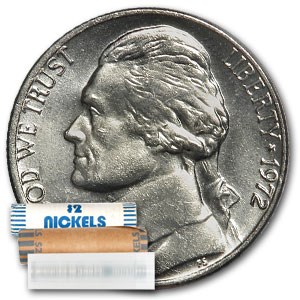 1972 Jefferson Nickel 40-Coin Roll BU 1972 Jefferson Nickel 40-Coin Roll BU