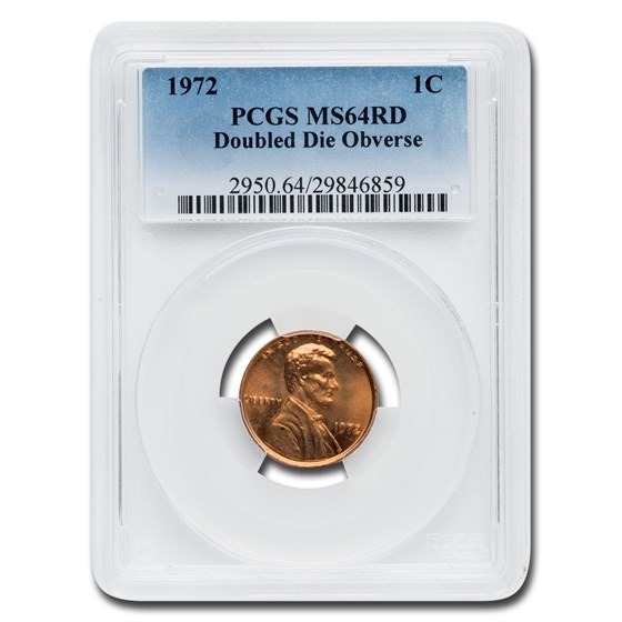 1972 Lincoln Cent Double Die Obverse MS-64 PCGS (Red)
