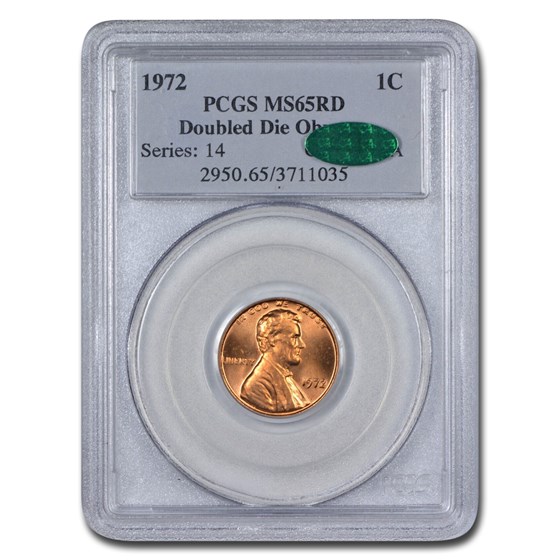 1972 Lincoln Cent Doubled Die Obverse MS-65 PCGS CAC (Red) 1972 Lincoln Cent Doubled Die Obverse MS-65 PCGS CAC (Red)