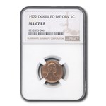 1972 Lincoln Cent MS-67 NGC (Red/Brown, Doubled Die Obverse)