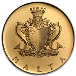 1972 Malta Gold 50 Pounds Neptune BU