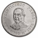 1972 Mexican Silver 25 Pesos Juarez AU-BU