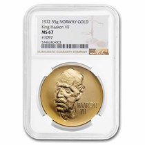 Buy 1972 Norway Gold Medal King Haakon VII MS-67 NGC | APMEX