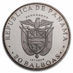1972 Panama Silver 20 Balboas Simon Bolivar Proof (w/Box & COA)