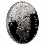 1972 Panama Silver 20 Balboas Simon Bolivar Proof (w/Box & COA)