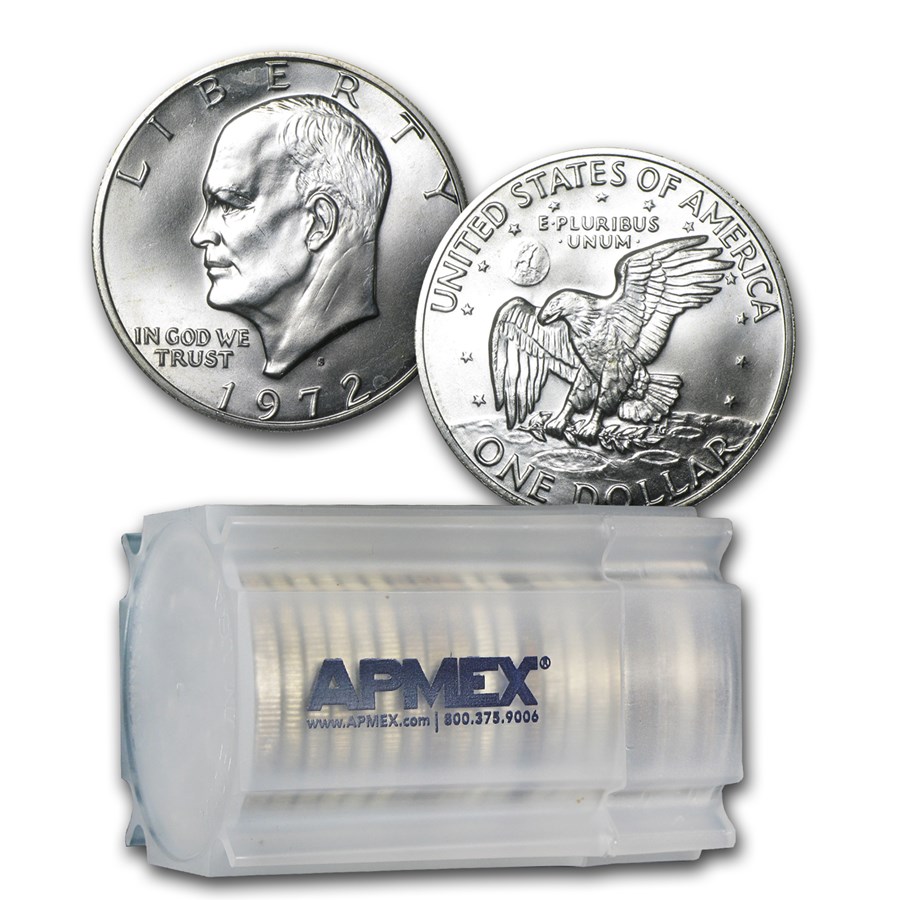 1972-S 40% Silver Eisenhower Dollars 20-Coin Roll BU