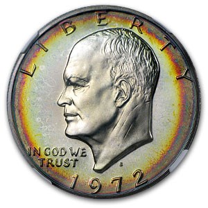 1972-S Eisenhower Silver Dollar PR-67 NGC (Toned) 1972-S Eisenhower Silver Dollar PR-67 NGC (Toned)