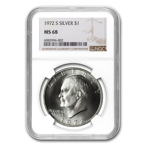 1972-S Silver Eisenhower Dollar MS-68 NGC 1972-S Silver Eisenhower Dollar MS-68 NGC