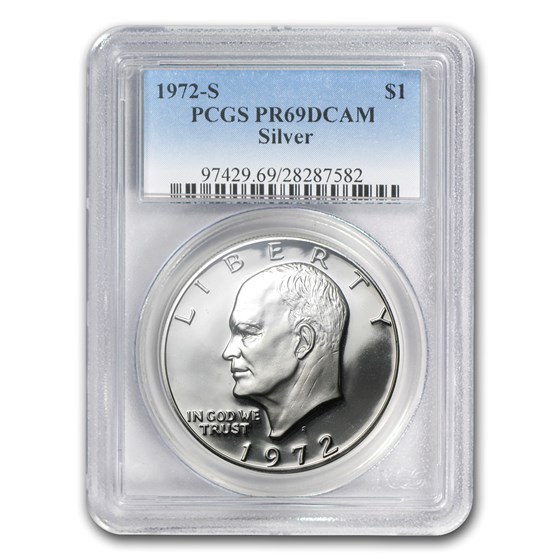 1972-S Silver Eisenhower Dollar PR-69 DCAM PCGS 1972-S Silver Eisenhower Dollar PR-69 DCAM PCGS