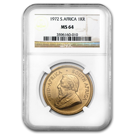 1972 South Africa 1 oz Gold Krugerrand MS-64 NGC