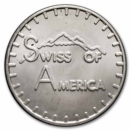 1973 1 oz Silver Round - Swiss of America (Draper Mint) 1973 1 oz Silver Round - Swiss of America (Draper Mint)