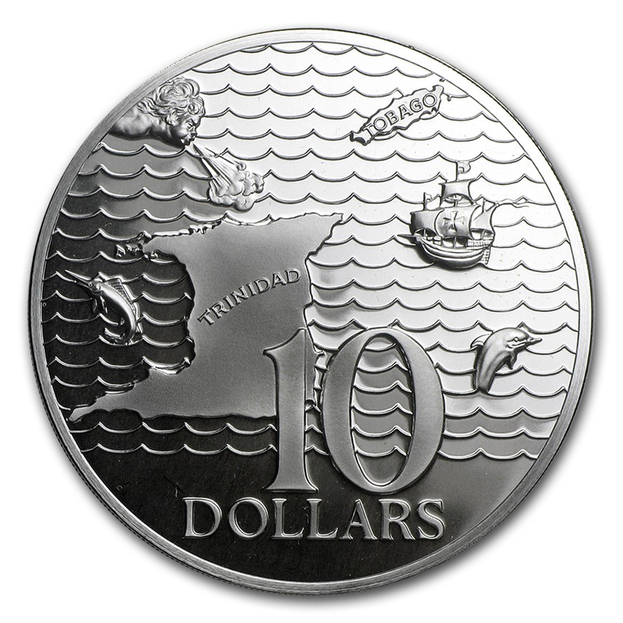 1973-1975 Trinidad & Tobago Silver $10 Proof