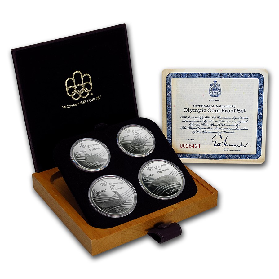 1973-1976 Canada 4-Coin Silver Montreal Olympics Proof Set