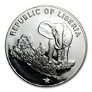 1973-1978 Liberia Silver $5 Elephant Proof